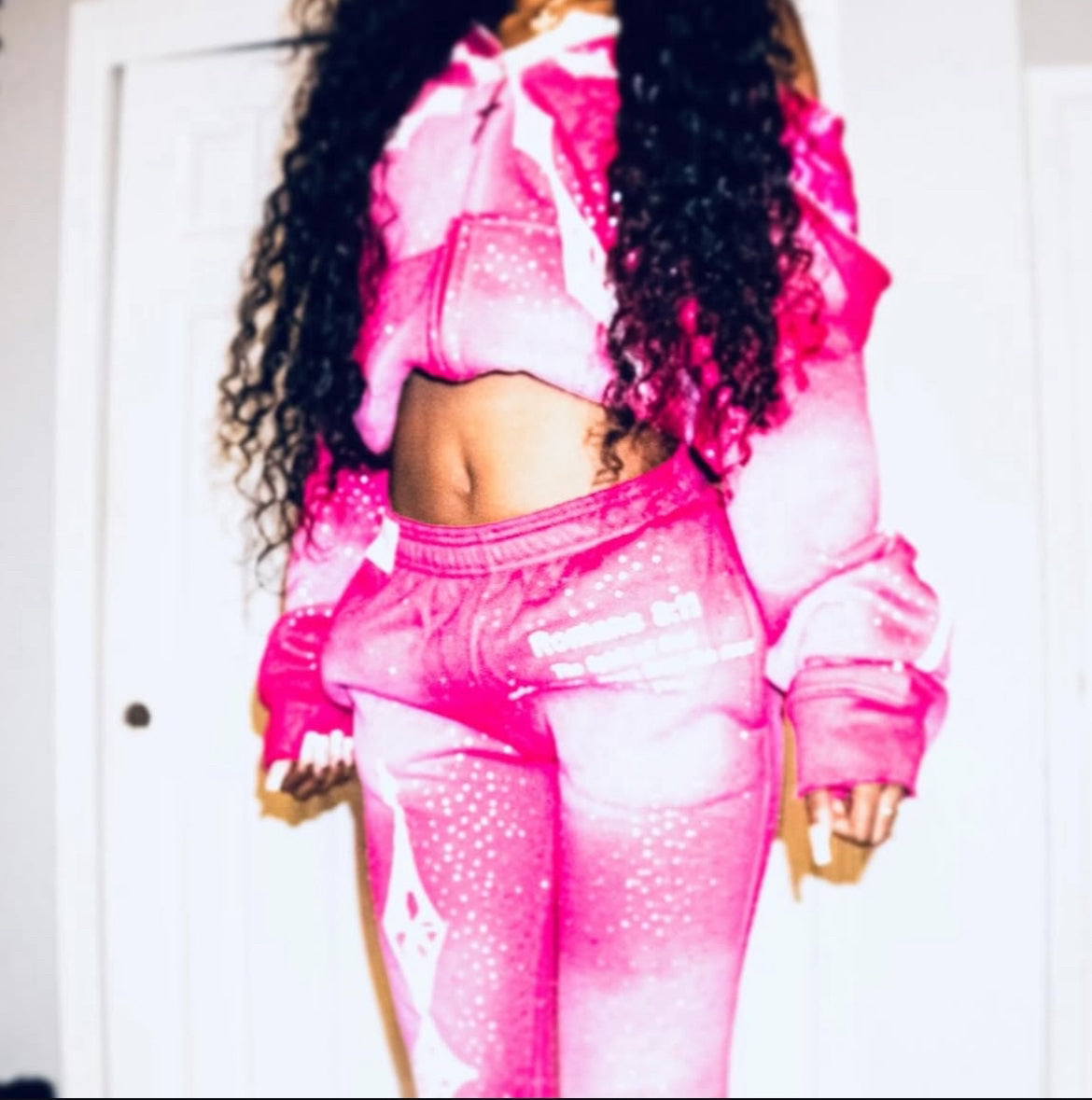 Rhinestone Tracksuit (Pink/White)