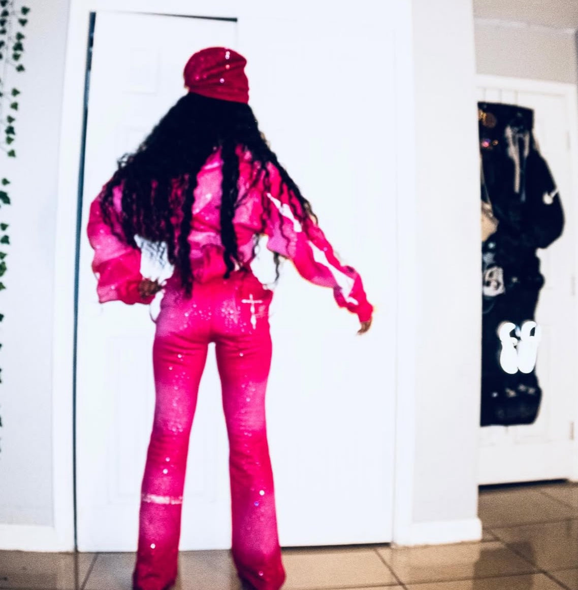 Rhinestone Tracksuit (Pink/White)